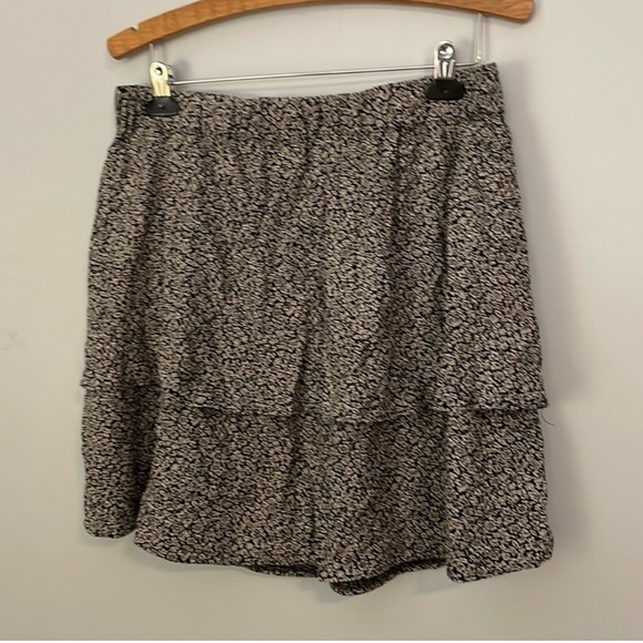 Madewell Pull-On Tiered Black Pattern Mini Skirt - Picture 2 of 4